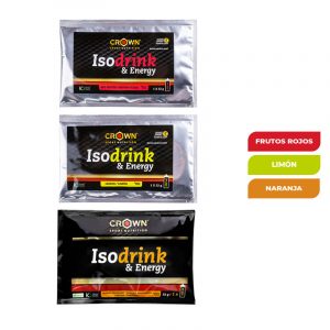 Bebidas isotónicas IsoDrink & Energy de Crown con carbohidratos, sales y aminoácidos en con certificación antidoping por Informed Sport.